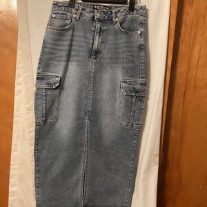Blue recycled denim with cargo style pockets by Blue Revival skirt SZ 27